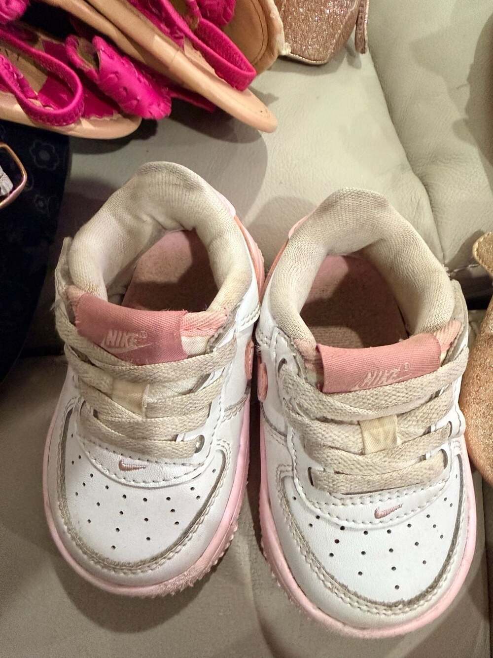 Nike Air Force 1 Low Toddler Size 4C White Pink Shoes